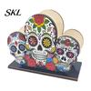 Table Paper Towel Stand Day of The Dead Wooden Skull Napkin Holder, Decorative Floral Tissue Dispenser, Restaurant Decor Dia De Los Muertos Holder for