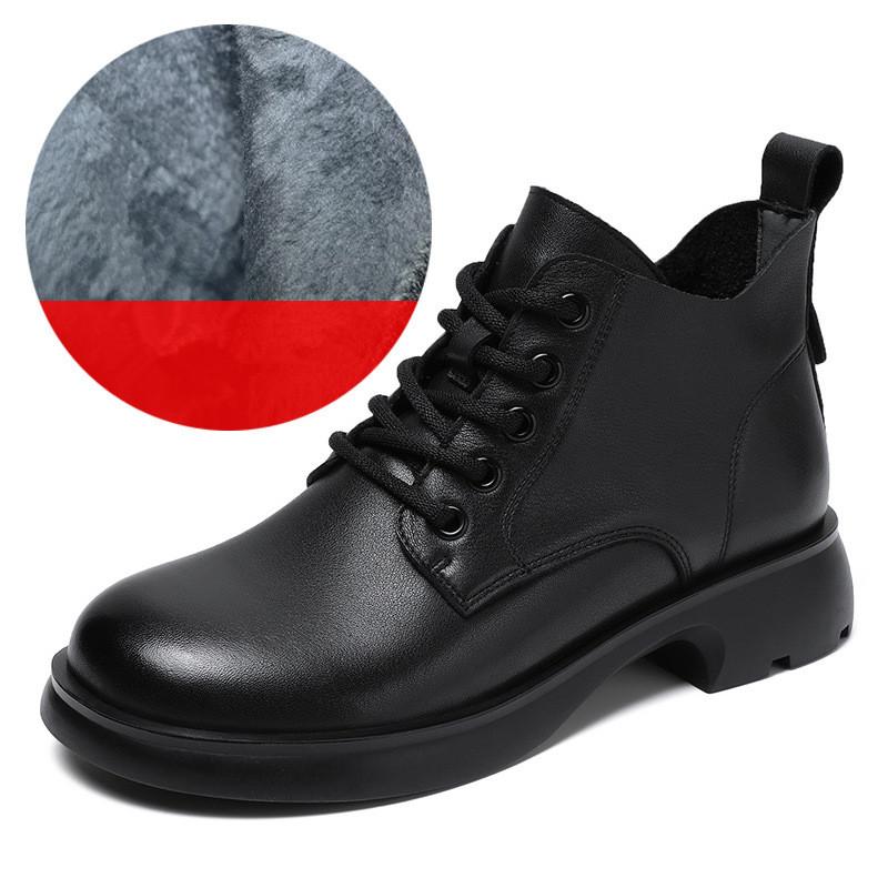 Johnature Женская обувь. Короткие ботинки из натуральной кожи. Повседневные однотонные универсальные ботинки на шнуровке.