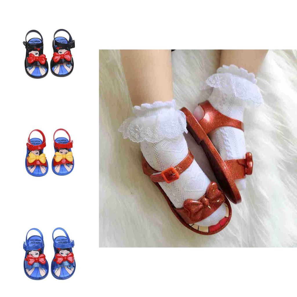 Charming Mini Melissa Snow White Girls Sandals With Adorable Cartoon Pattern Design