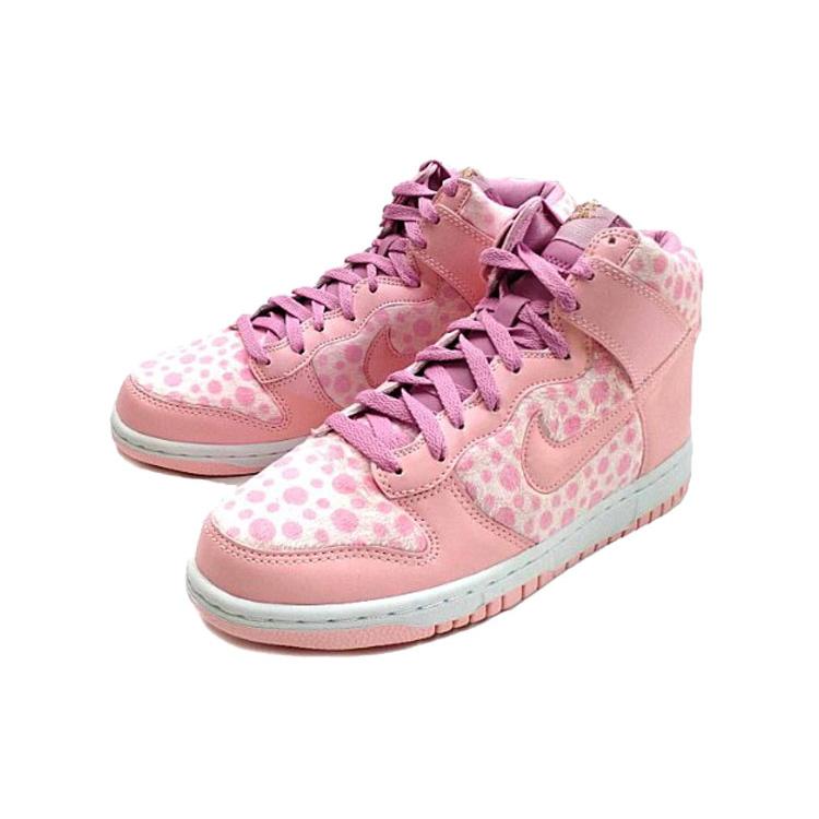 Nike Кроссовки Dunk Противоскользящие Амортизирующие Износостойкие Высокие для Катания на Скейтборде Детские Розово-белые в Пятнышко Подростковые 316604-605