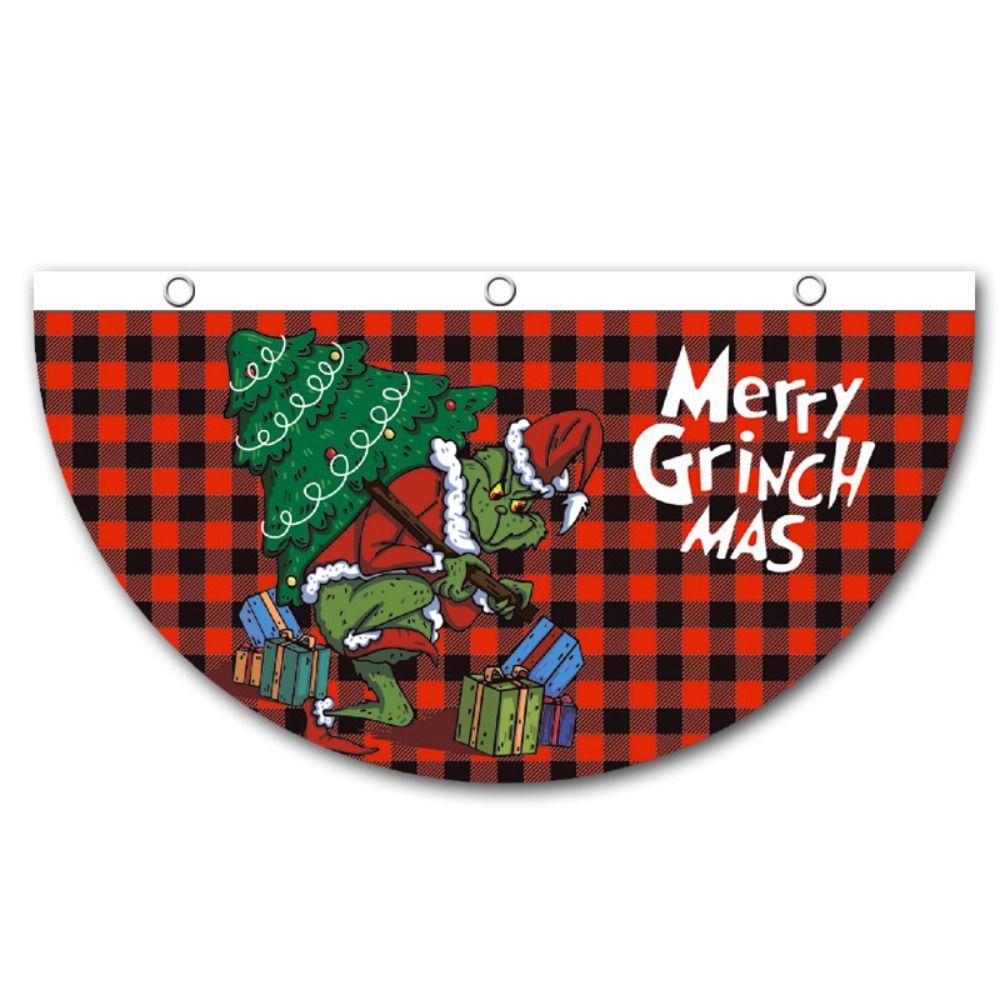 Snowman Christmas Bunting Fan Flag Polyester Christmas Railing Hanging Pendant  Christmas