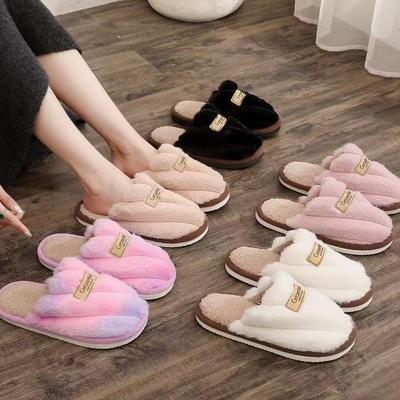 Баотоу женские осенне-зимние комнатные и уличные теплые плюшевые туфли на толстой подошве хлопковые тапочки женские из пеноматериала