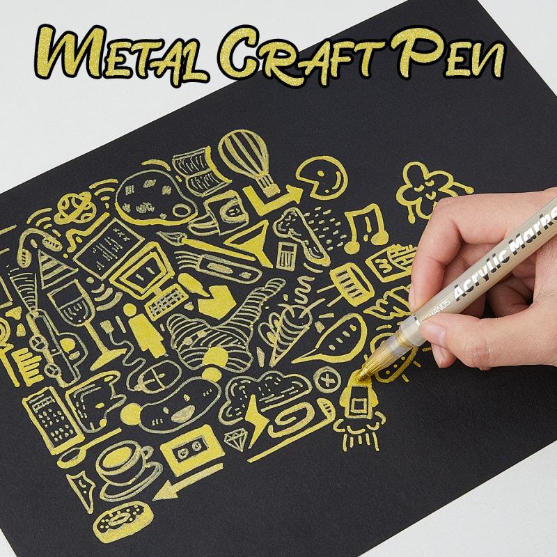 Artist Painting Illustration Metallic Crafts Markers Pens 3pcs Gold Silver White Large Capacity Acrylic Markers Highlighter Set