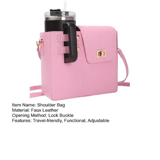 Cup Holder Shoulder Bag Water Bottle Holder Crossbody Bag with Carrier Crossbody Purse Adjustable Strap Cup