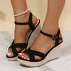 Plus Size Shoes for Women Summer Fashion Buckle Strap Platform Wedges Comfortable 35-43 Women Sandals Casual Women Footwear