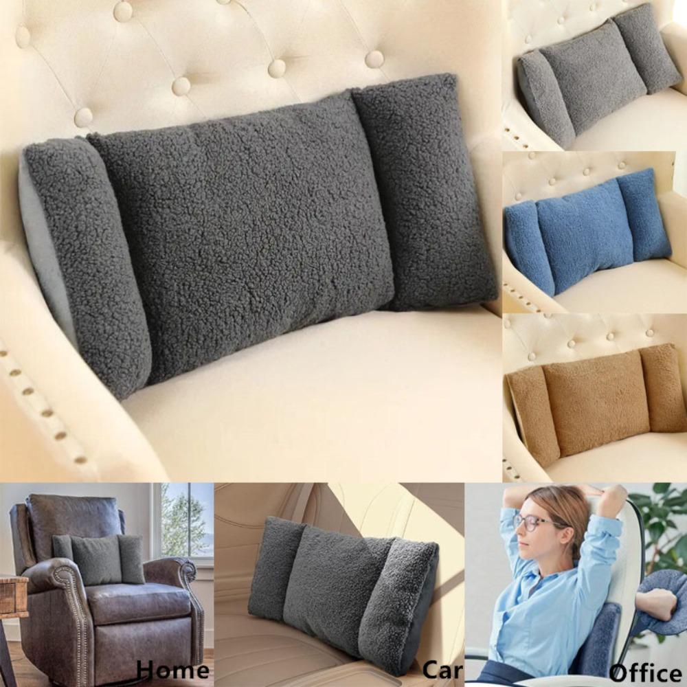 Ergonomic 3-Segment Lumbar Pillow Soft Back Support Cushion Universal Waist Cushion Sofa