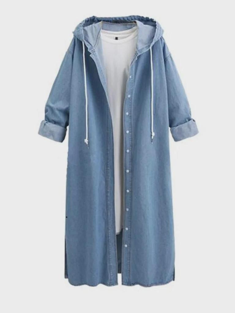 Джинсовая ветровка с капюшоном и длинными рукавами в европейском и американском стиле для женщин