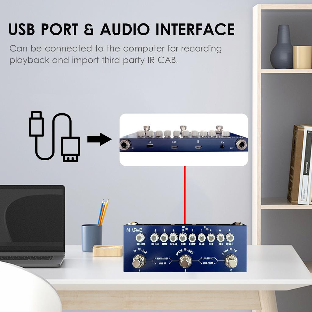 MVAVE CUBE BABY Portable Multifunctional Bass Combined Effect Pedal with Wireless Music Playback