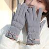 Женские термоперчатки с утолщенным бархатным велосипедным галстуком-бабочкой и сенсорным экраном