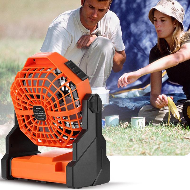 USB Rechargeable Camping Fan Portable Air Circulators Wireless Fans 270 ° Head Rotation Tent Fan with Hook