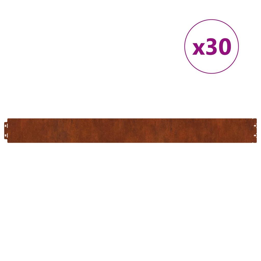 Lawn Edging 30 pcs. 20 x 103 cm Weathering Steel Rust Look