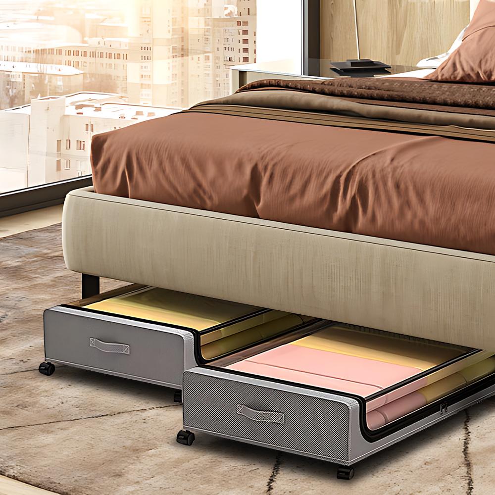 Under Bed Storage Container with Lids and Wheels Multifunctional Home Dorm Clothes Storage Bins