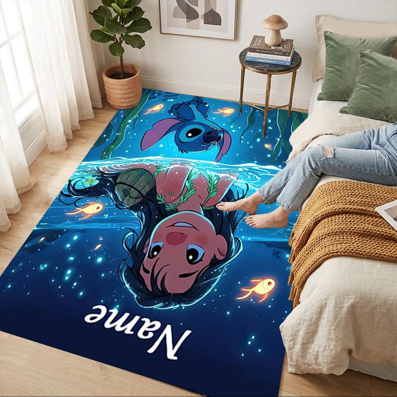 Custom Name Stitch Fun Living Room Non-Slip Area Rug Soft Carpet for Bedroom Kids Playroom Sofa Office Home Decor Doormat