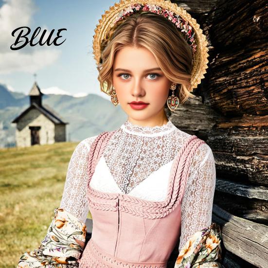 Формальная блузка с кружевом и рукавами 3/4, прозрачный цветочный топ, традиционный немецкий топ для Октоберфеста, Дирндль, баварский костюм, круглый вырез, укороченный