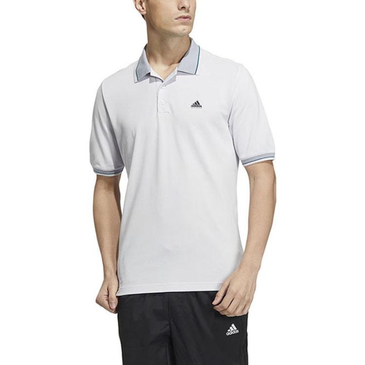 adidas Рубашка поло с короткими рукавами и прямыми пуговицами с логотипом, мужские топы, белые HS4391
