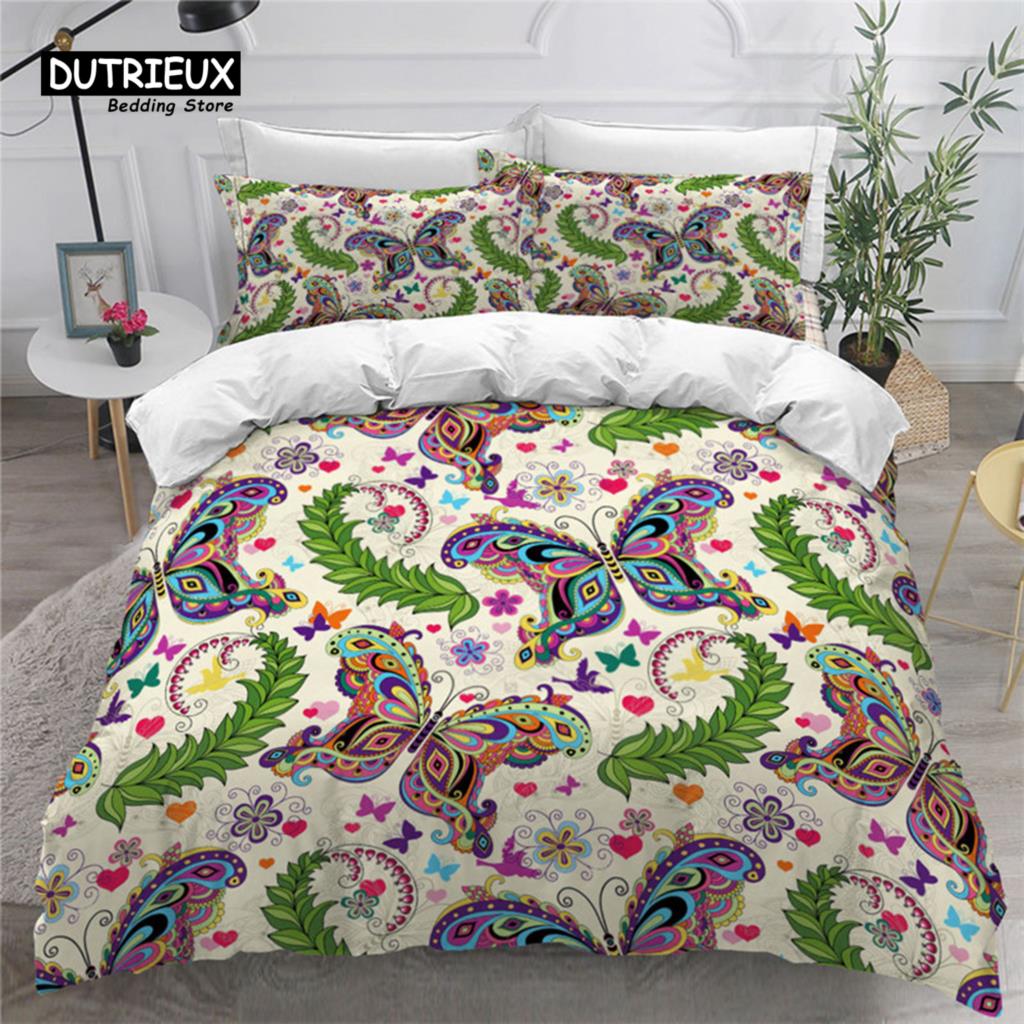 Красочные бабочки и цветочные пододеяльники комплект постельного белья с изображением бабочек размера «king size» для детей девочек пододеяльник наволочки