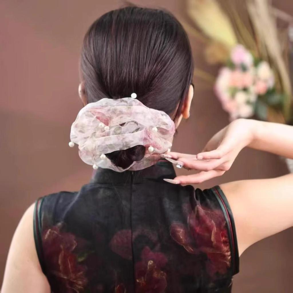 Элегантная сетчатая резинка для волос со сверкающими стразами, высококлассный роскошный аксессуар для волос для женщин, стиль 2025