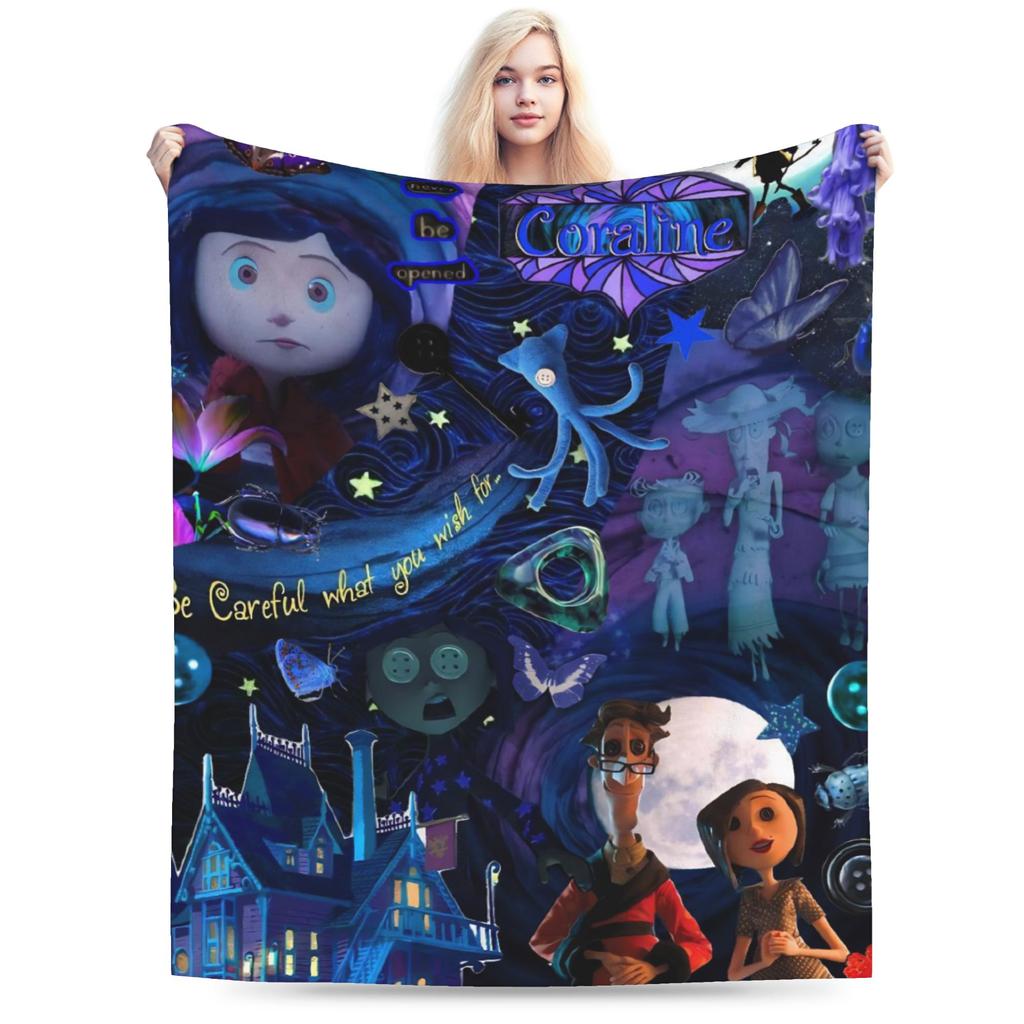 Coralines Flannel Blankets Winter Warm Bedding Throws for Girls Boys Living Room Funny Bedspread Sofa Bed Cover