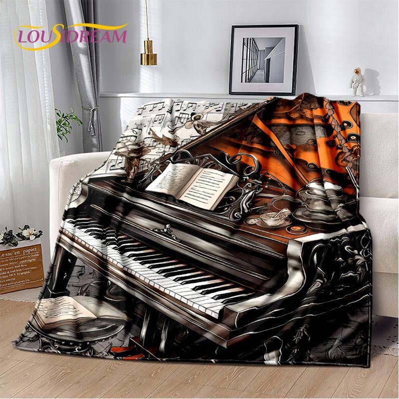 3D Dream Piano Key Music Instrument Cartoon Blanket,Soft Throw Blanket for Home Bedroom Bed Sofa Picnic Office Travel Cover Kids