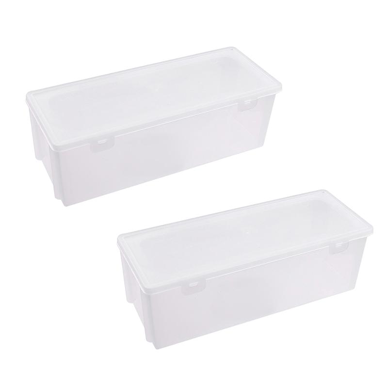 2PCS 1/2Pcs Nail 1/2 For Manicure Salon Art Rectangle Transparent Storage Box Rhinestone Brush Pen Buffer Grinding Files