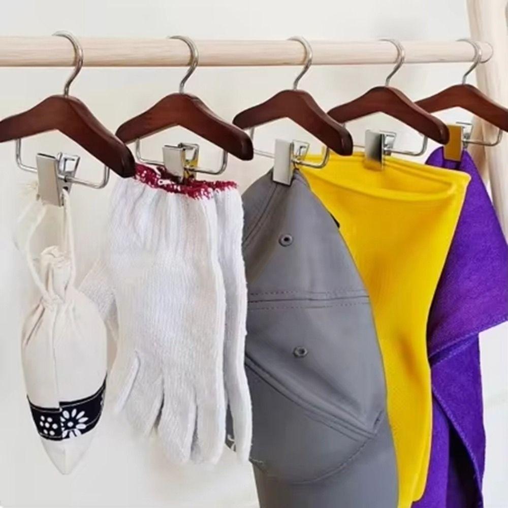 Solid Wood Kids Hanger with Clip Coat Hanging Rack Portable Mini Hanger