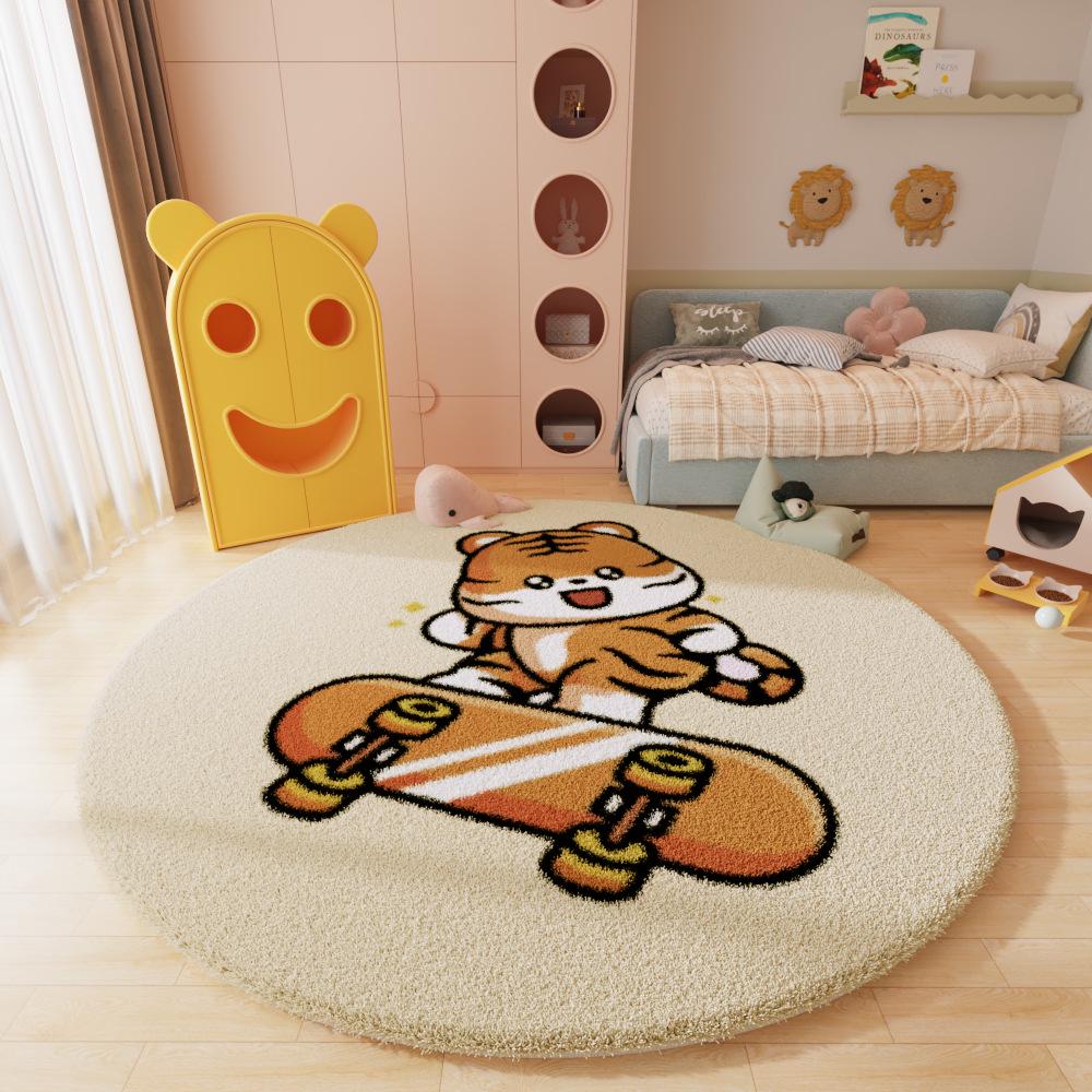 Круглый ковер с рисунком в скандинавском стиле для гостиной, кабинета или спальни – детский коврик для журнального столика и прикроватный коврик