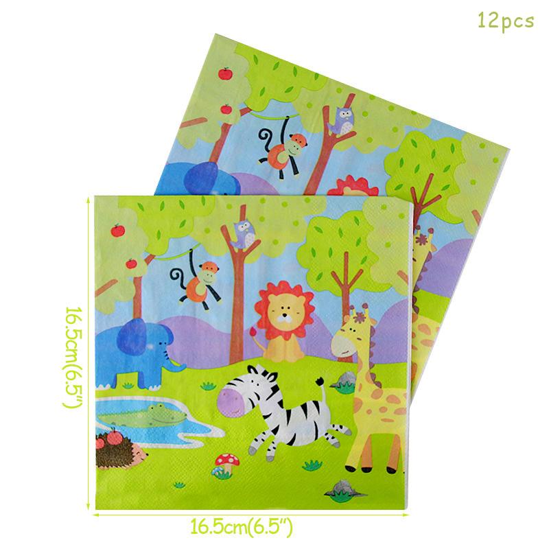 Набор столовых приборов для вечеринки в стиле сафари, украшения для дня рождения, детские тарелки, чашки, шляпы, скатерти, соломенные животные, джунгли, декор для дня рождения, принадлежности