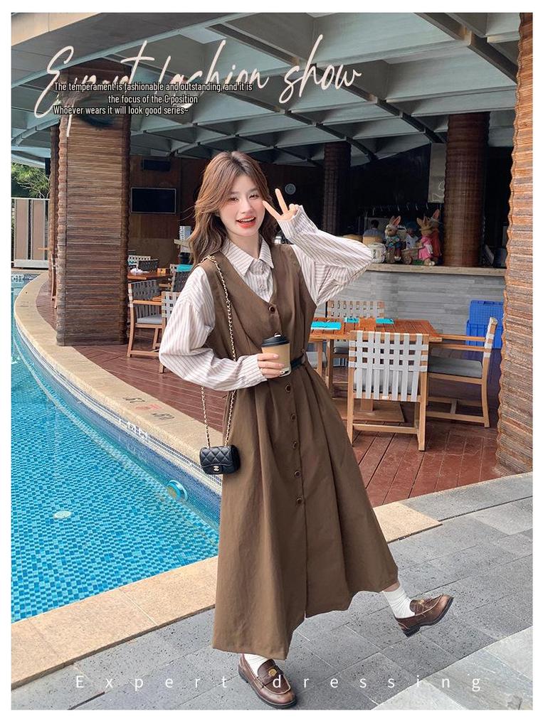 Комплект из французского ретро-жилетки и юбки Slim Fit 2025