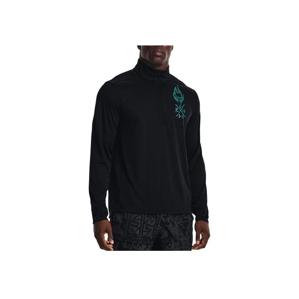 Under Armour Skull Letter Pattern Print Slim Fit Sports Running Dry Comfortable Crew Neck Short Sleeve T-Shirt Men Tops Black 1370333-001