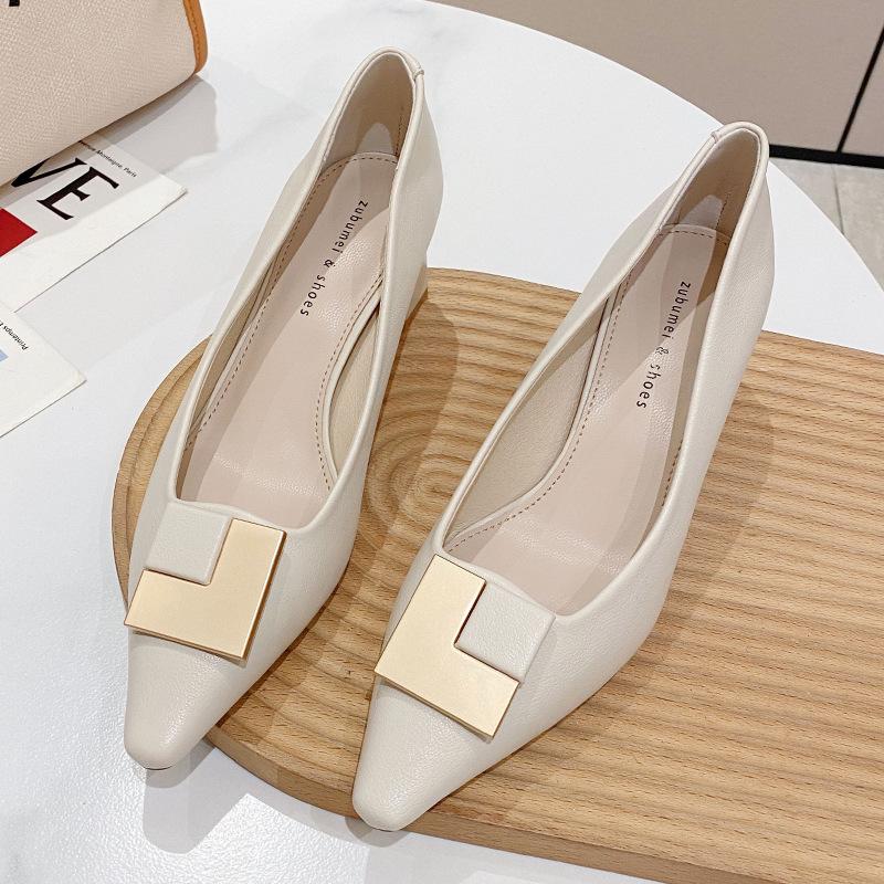 Корейская модная профессиональная обувь на одинарной платформе, женственная темпераментная женская обувь на высоком каблуке с квадратной головкой в ​​сказочном стиле, женская обувь на толстом каблуке с неглубоким носком и толстым каблуком