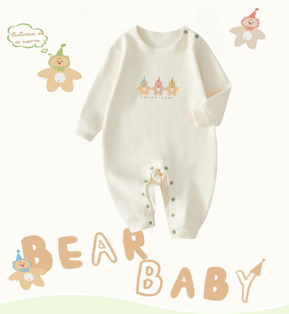 YIN OON Детская одежда для мальчиков и с длинным рукавом для прогулок, для новорожденных, с милым принтом медвежонка, детский размер 66, открытая для девочек, осень/зима, ромпер/комбинезон, нижнее белье,