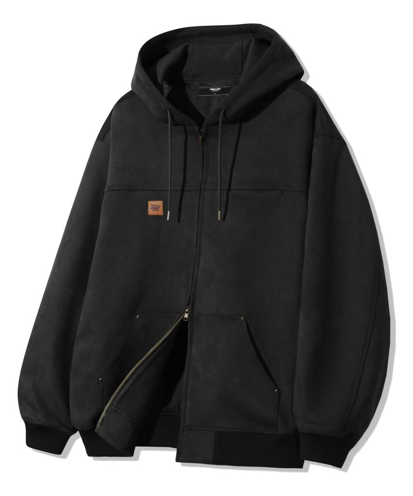 Толстовка на молнии с замшевой нашивкой Trillion Leather Patch_Черная