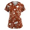 Women's Fashion Short Sleeve Fashion Vintage Floral Print V-Neck Pocket Workwear Tops