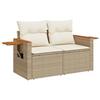 VidaXL Canapé de jardin avec coussins 2 places beige résine tressée 366083