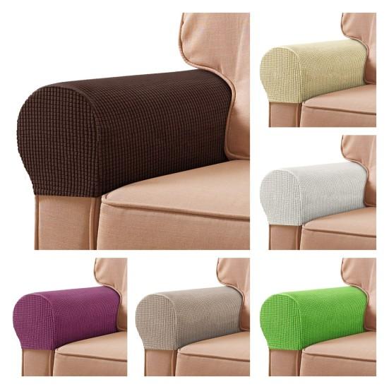 SSH 2Pcs Sofa Arm Protector Anti-Slip High Elastic Polyester Soft To Touch Armrest Slipcover Household Supplies