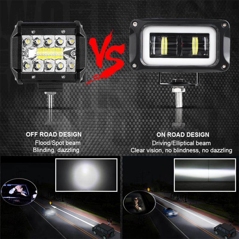 4 inch 20W 8D LED Work Light Bar DRL White Red Halo Angel Eyes Driving Headlight Fog Lamp For Car 4X4 Pickup SUV ATV UTB 12V 24V