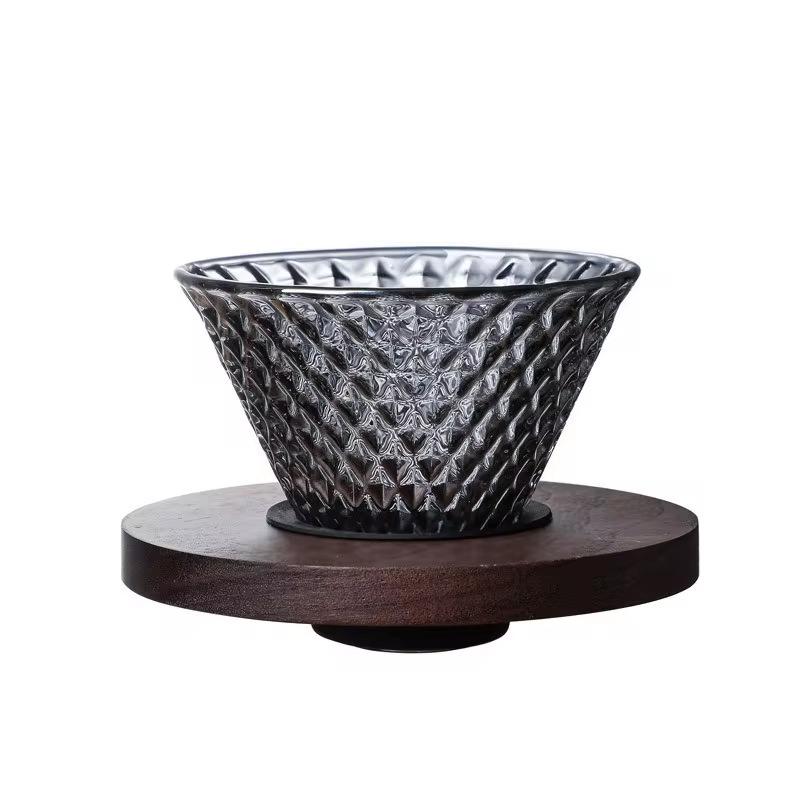 Фильтр-чашка из боросиликатного стекла с деревянным поддоном, фильтр для кофе, конический погружной кофейник, капельница