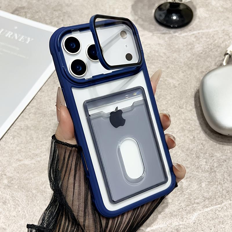 Роскошный Кошелек-Кардхолдер с Слотами Прозрачный Чехол для iPhone 17 Air 16 15 14 13 12 11 Pro Max Складная Подставка-Держатель для Линз Ударопрочный Чехол