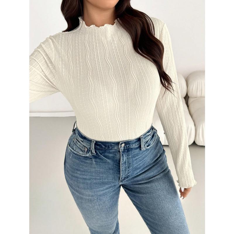 Women S Long Sleeve Half Turtleneck Ribbed Base T Shirt For Autumn Winter
