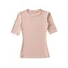 Thin round neck medium sleeve T-shirt women's summer new American Spice Girl style solid color slim waist bottoming top