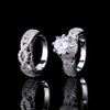 Double-Layer Micro-Set Zircon Simulation Diamond Couple Ring Luxury Party Wedding Accessories Ring