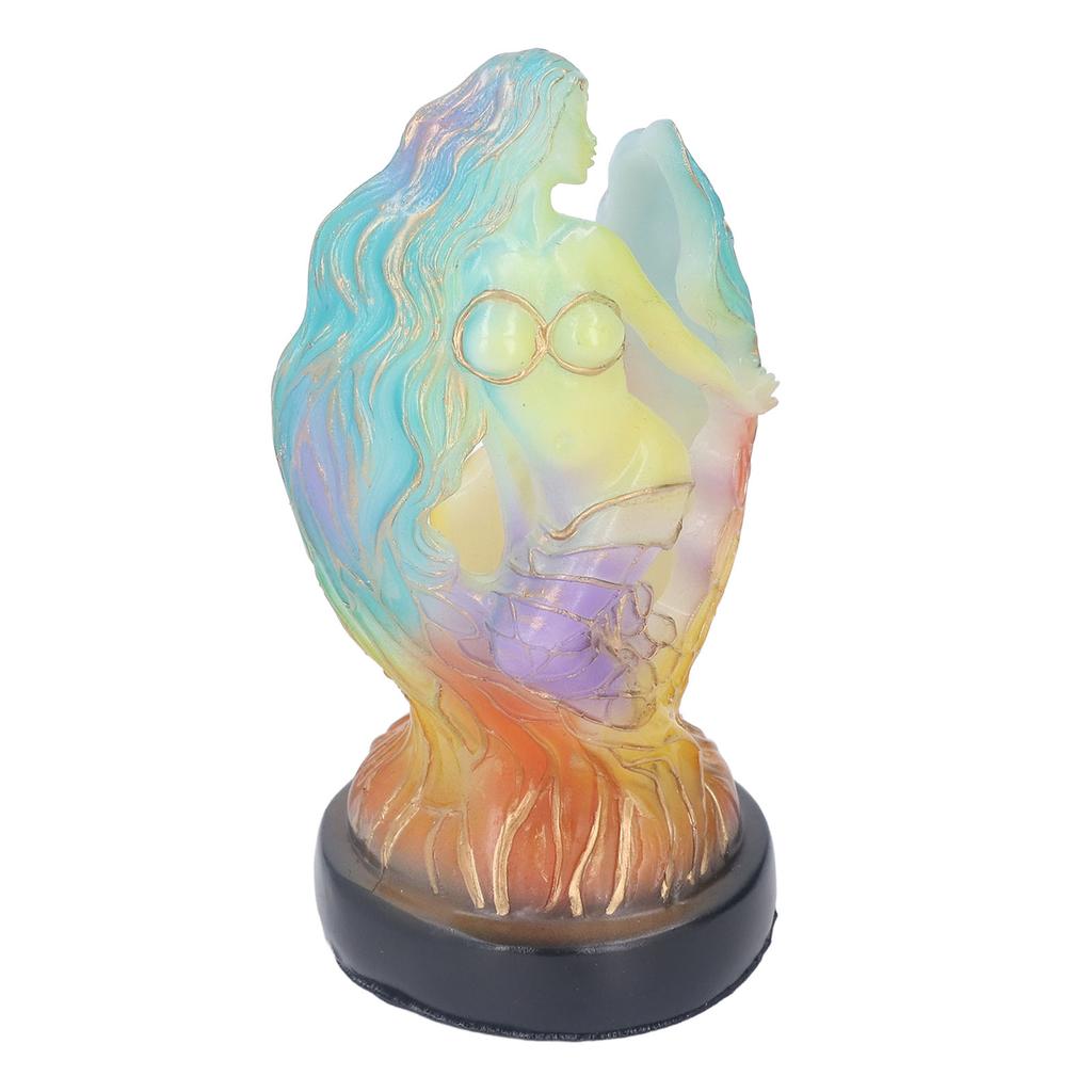 Desk Lamp Sea Maid Theme Innovative Vintage Exquisite Color Painting Resin LED Night Light for Home Bedroom Indoor