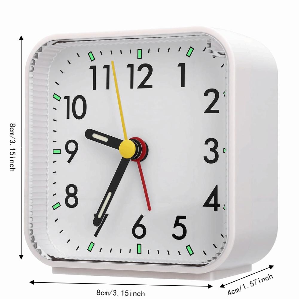 3.15in Silent Alarm Clock ABS Bedside Alarm Clock Small Desk Alarm Clock for Bedside Desk
