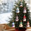 Colorful Holiday Ornaments 16PCS Wooden Christmas Snowman Pendants, 2D Flat Hanging Ornaments, Indoor Decorations Knitted Hats And Scarves Decor