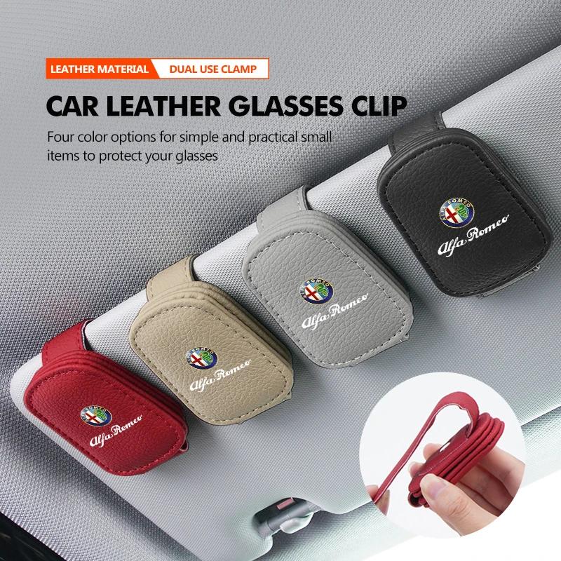 Car Sun Visor Glasses Holder Card Ticket Magnetic Storage Clip For Alfa Romeo Giulia 147 Mito 156 159 166 GT Stelvio Brera