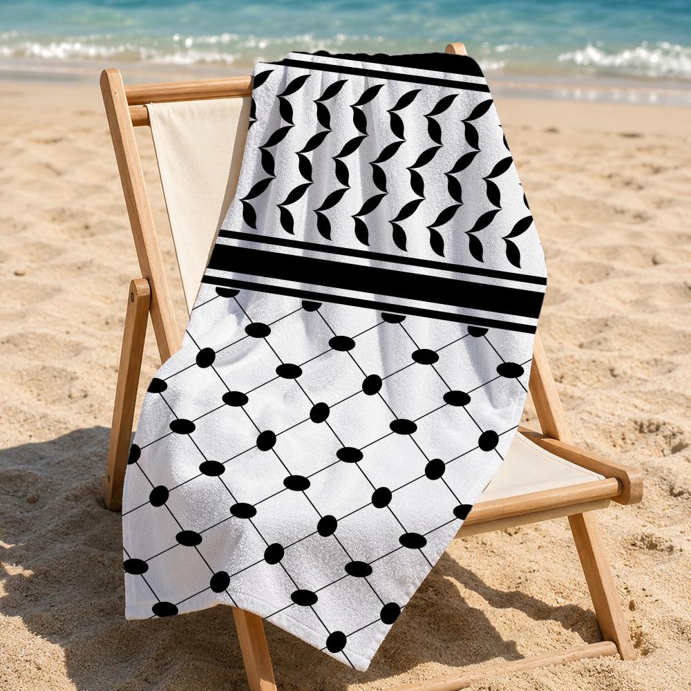 Art Hattah Keffiyeh Kufiya Towel Towel Soft Pool Gift For Travel Gym Shower Camping Quick Dry Sports Large Beach Towels