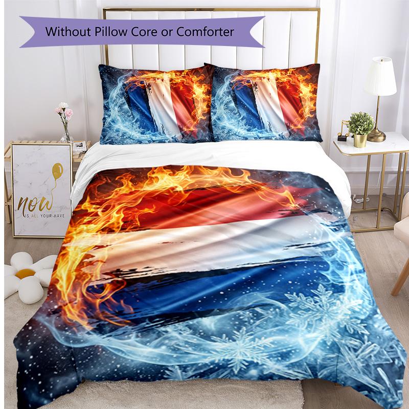 Netherlands Football Printed Bedding 3 Piece Set Cozy Breathable Bed Cover Set as Housewarming Holiday Gift