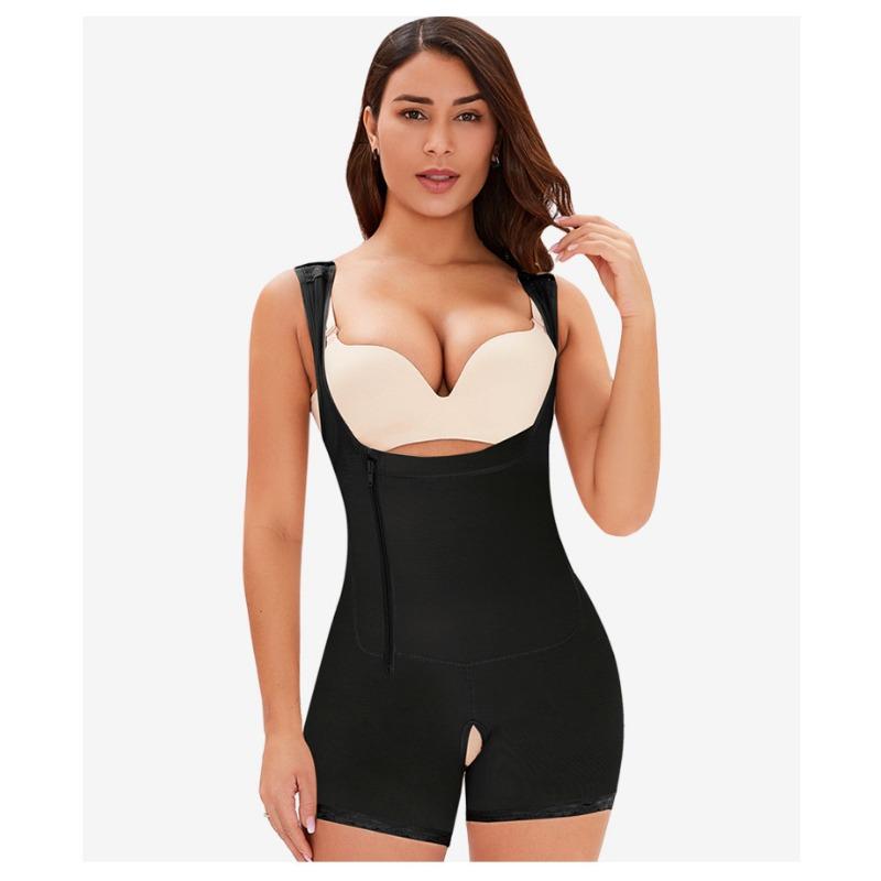 Topmelon Plus Size Side Zip Button Bodysuit Tummy Control Butt Lifter Shapewear