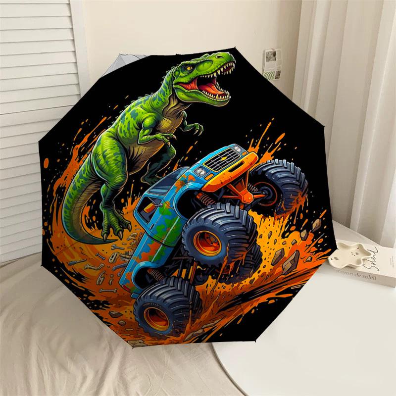 1PC Dinosaur Truck Umbrella-8-Rib Reinforced Portable Folding Travel Suitable for All Seasons Outdoor Daily Use -J0376