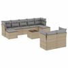 10 Piece Garden Sofa Set with Cushions Beige Poly Rattan
